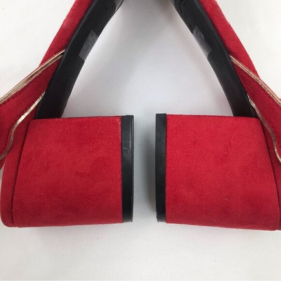 Unisa Red Estlin Suede Ankle Strap Block Heel Sandals - Picture 9 of 15